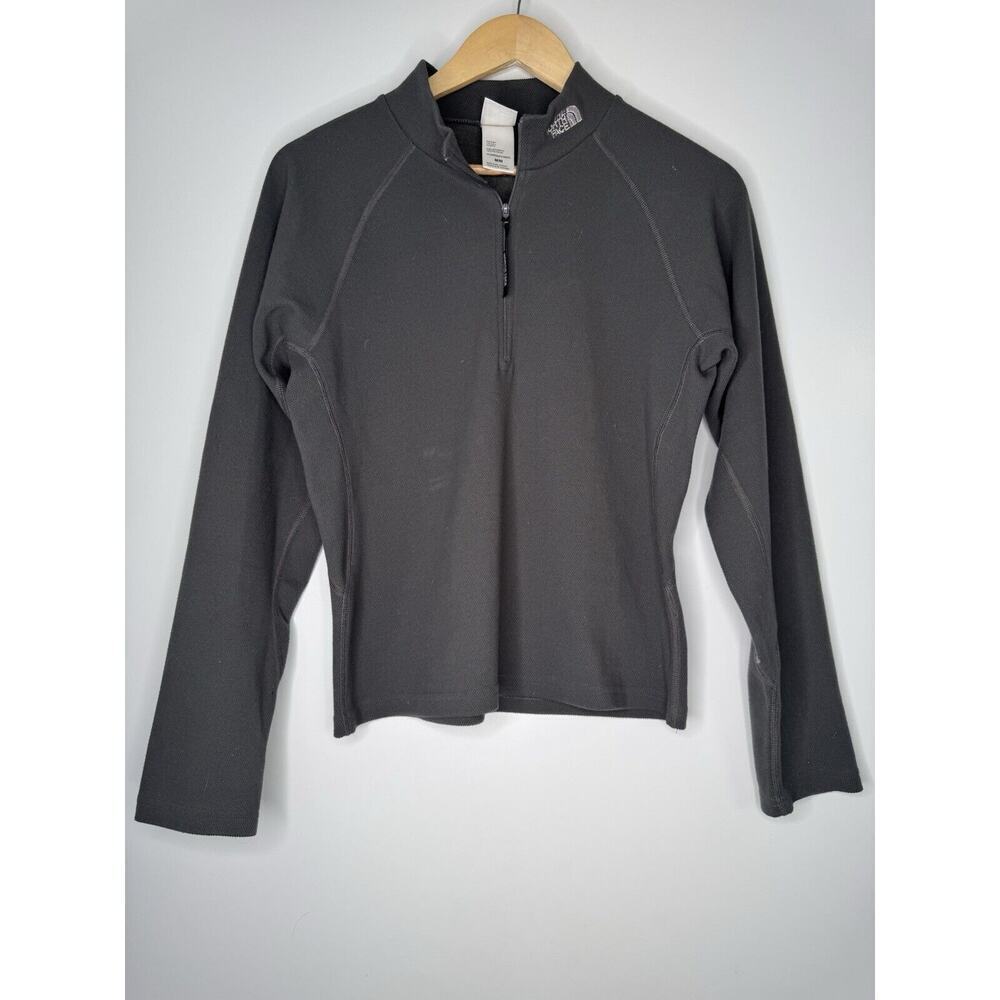 The North Face Womens 1/4 Zip Pullover Long Sleeve Top Gray Size M Medium